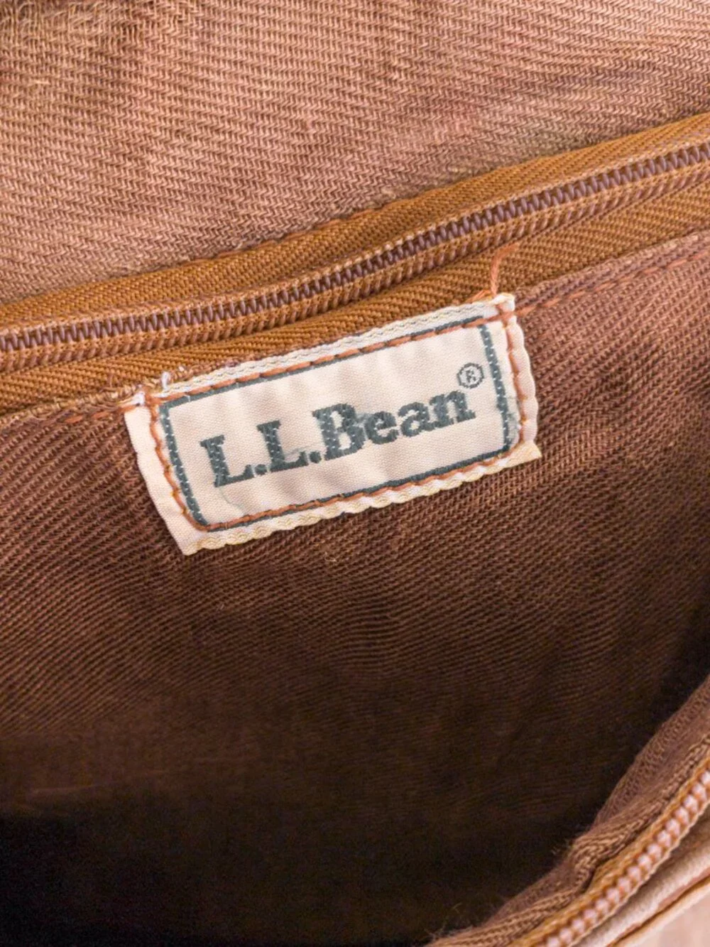 Vintage L.L.Bean Leather Zip Tote, Distressed Beige, Well-Loved Workhorse